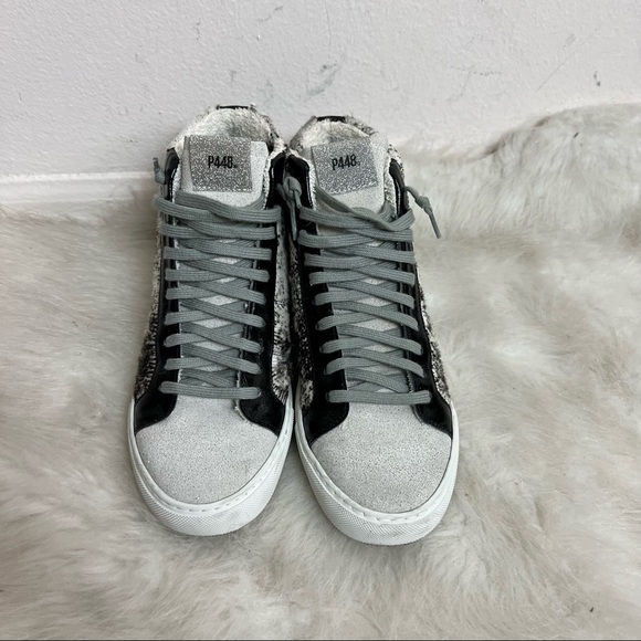 P448 Cow Hide Print Star 2.0 Calf Hair High Top Sneakers - Picture 8 of 9